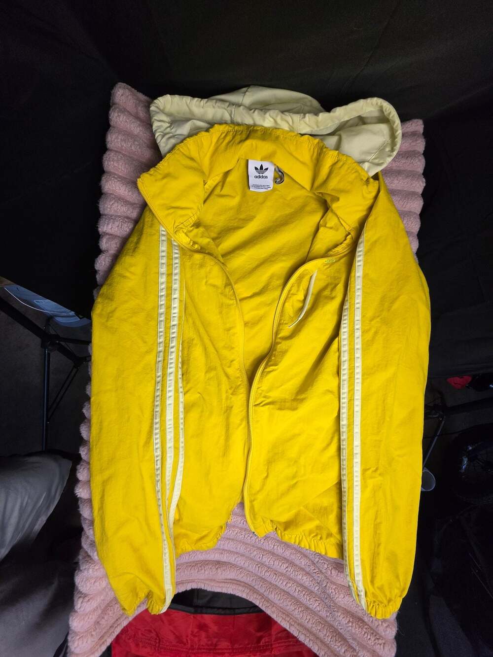 Adidas Originals Women's Yellow Trefoil Hooded Full-Zip Lightweight Windbreaker